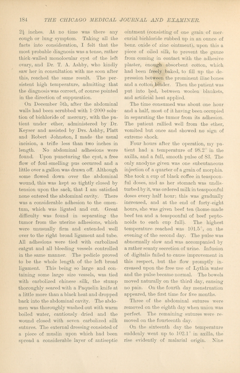 Gynæcological and Obstetrical Society of Baltimore: Stated Meeting, January 8, 1889.