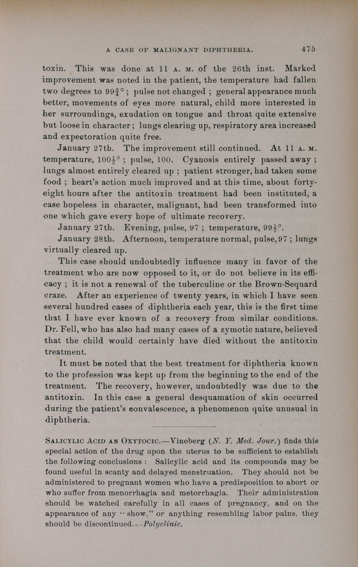 A Case of Malignant Diphtheria Saved by Antitoxin, Indicating the Great Value of the New Remedy.