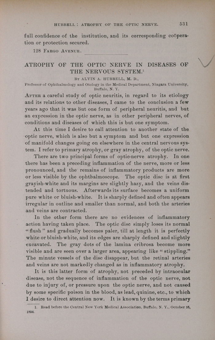 Atrophy of the Optic Nerve in Diseases of the Nervous System.