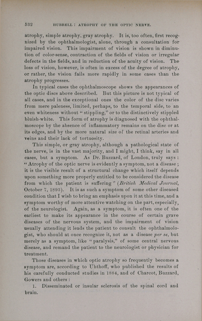 Atrophy of the Optic Nerve in Diseases of the Nervous System.