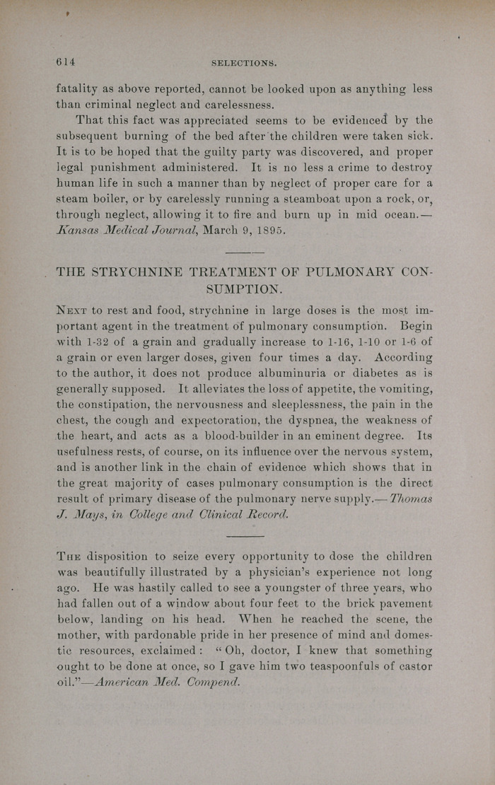 The Strychnine Treatment of Pulmonary Consumption.