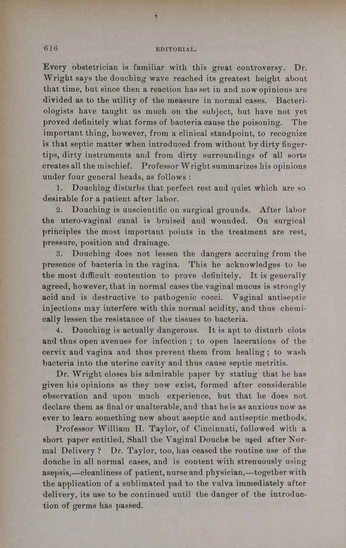 Vaginal Douching during the Puerperium.