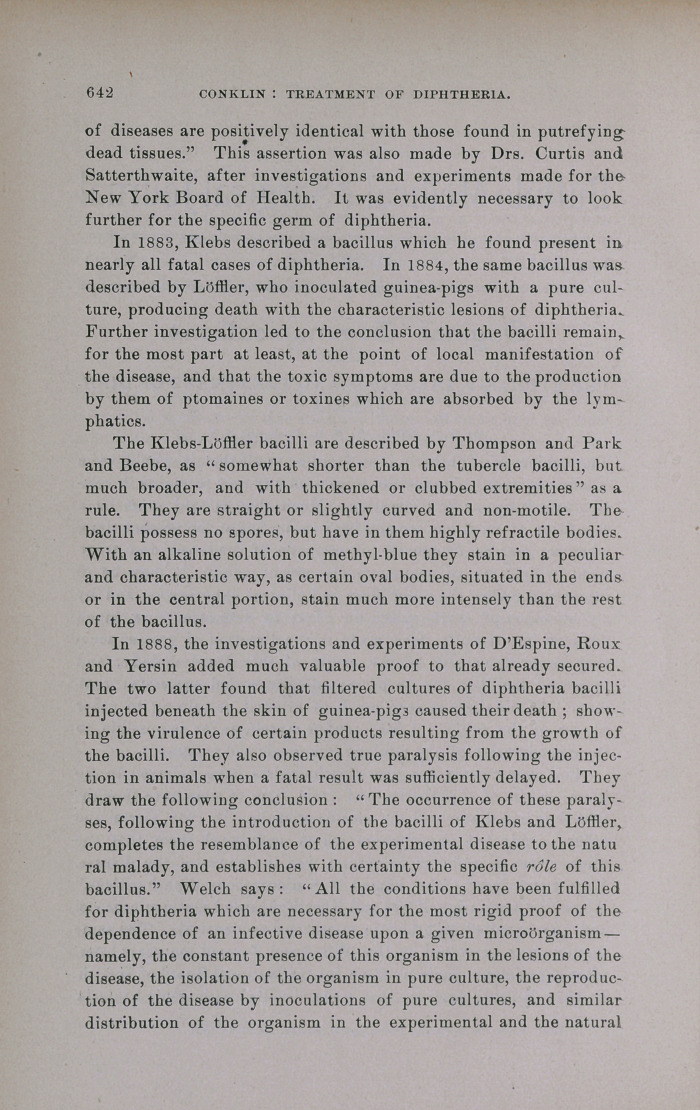 The Etiology, Diagnosis and Treatment of Diphtheria.