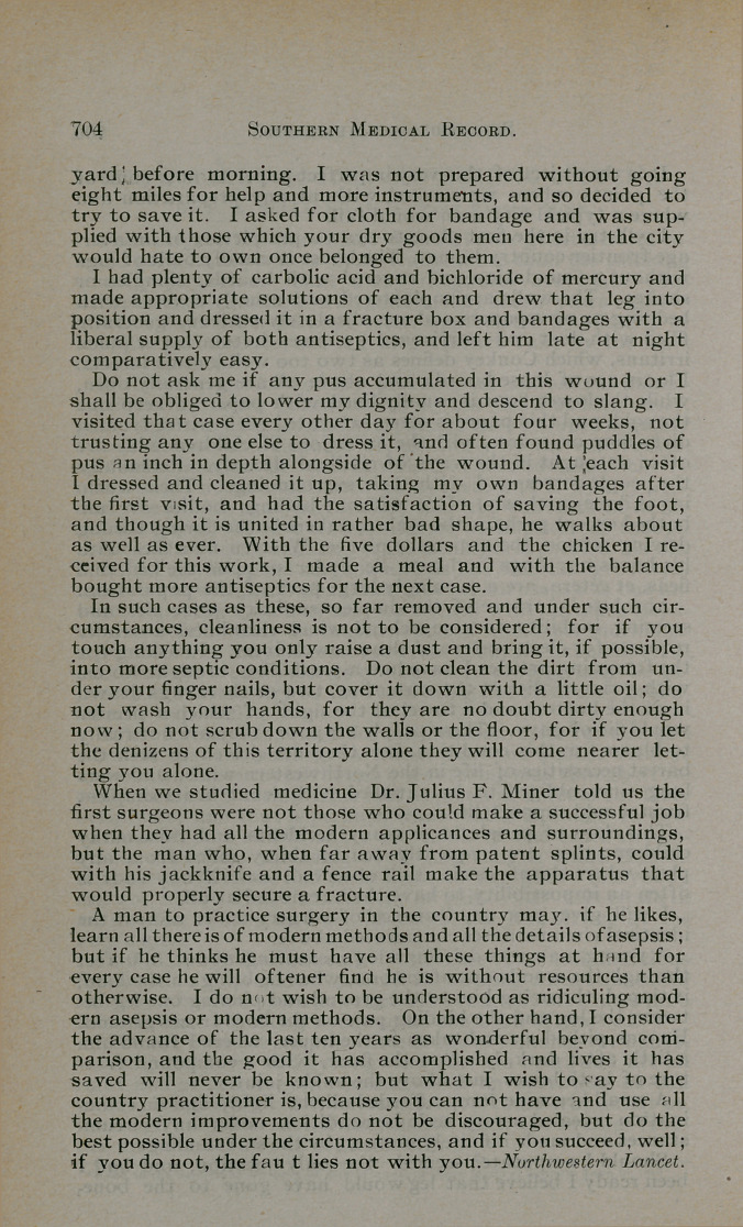 The Country Doctor and Aseptic Surgery.
