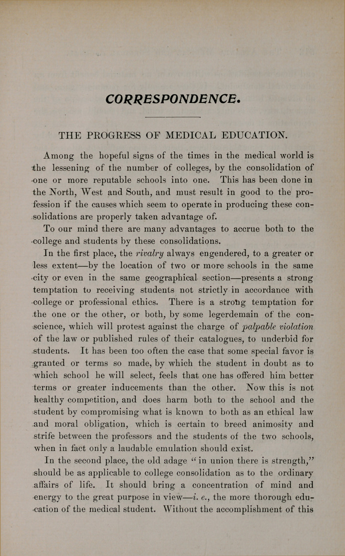 The Progress of Medical Education.