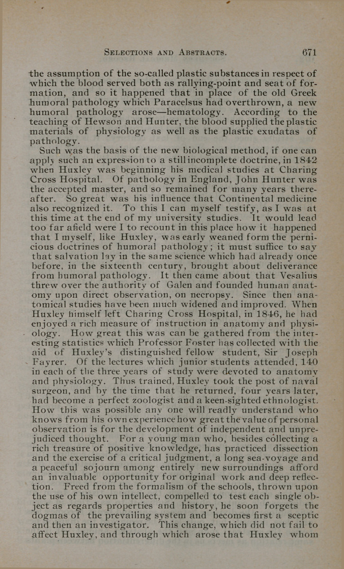 The Huxley Lecture of Recent Advances in Science and Their Bearing on Medicine and Surgery.