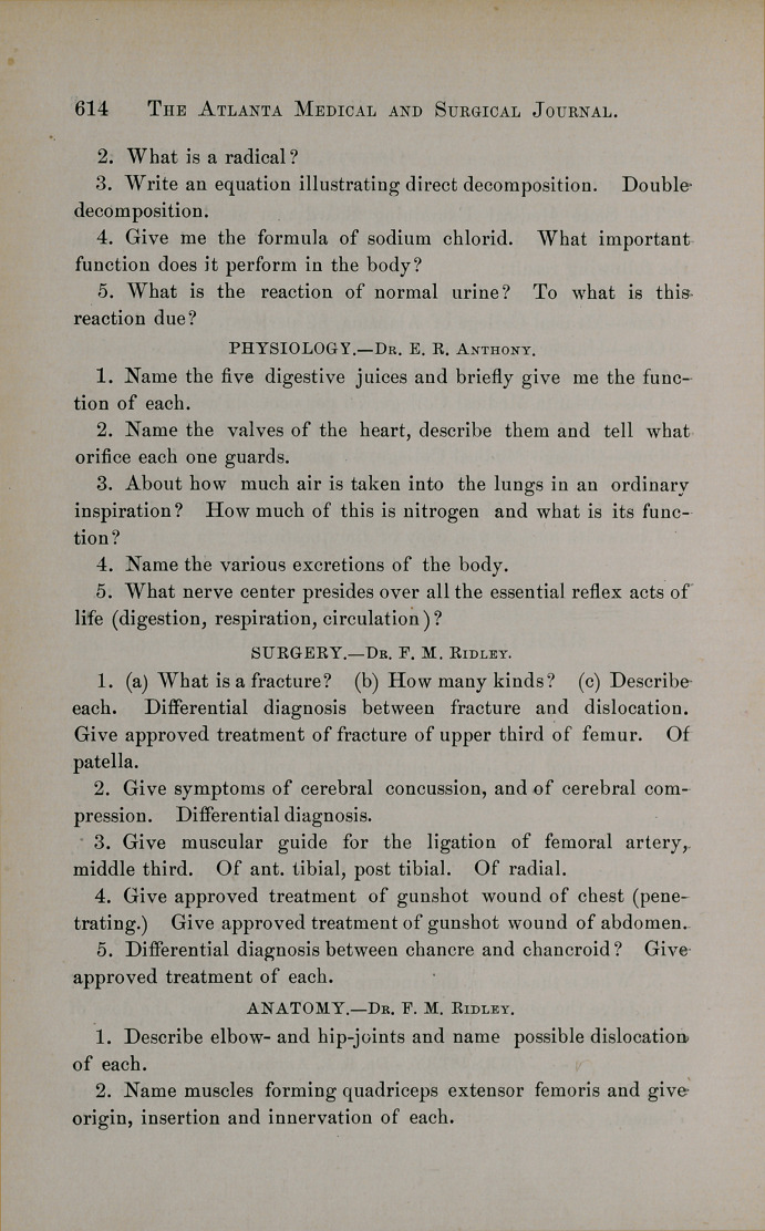 Regular Board of Examiners: Atlanta, Ga., October 11, 1898.