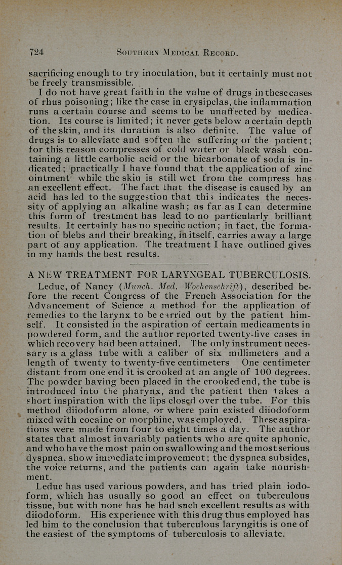 A New Treatment for Laryngeal Tuberculosis.