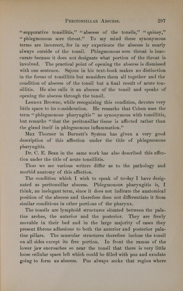 Peritonsillar Abscess.