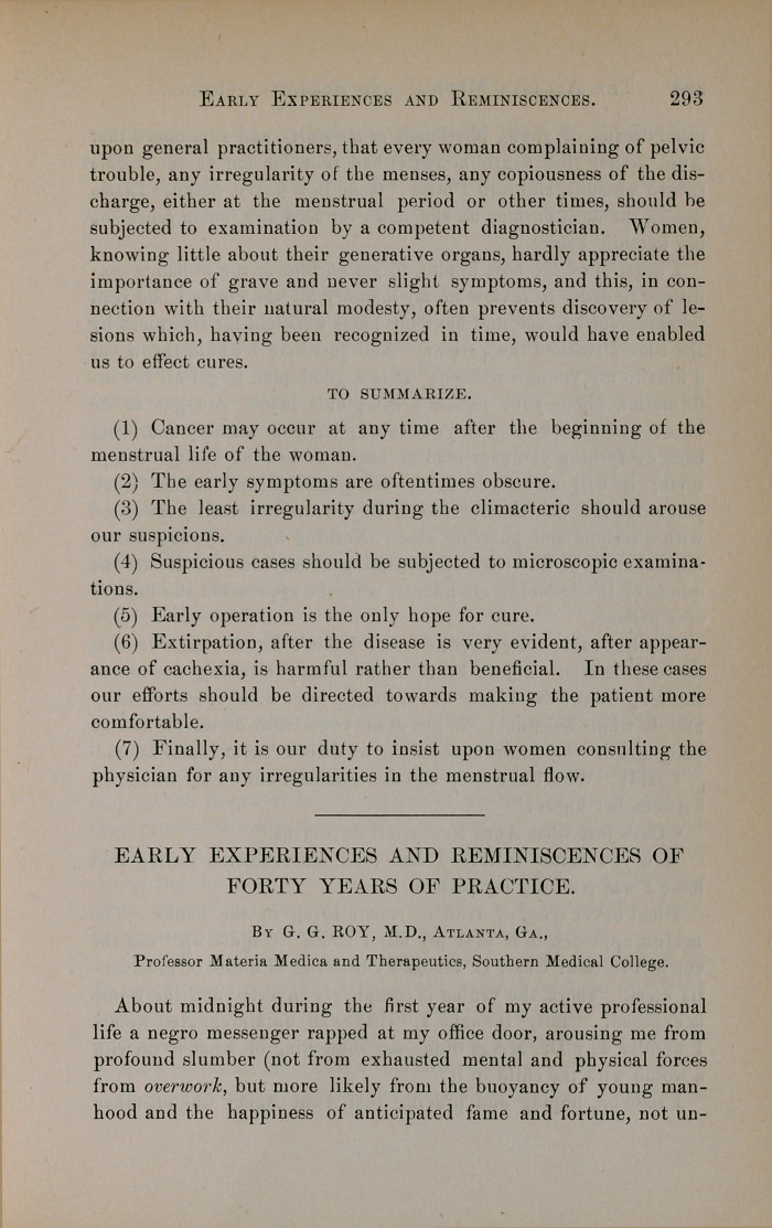 Early Experiences and Reminiscences of Forty Years of Practice.