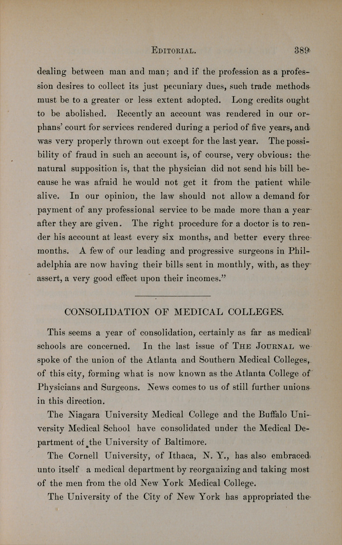 Consolidation of Medical Colleges.