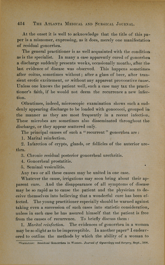 Recurrent Gonorrhea.