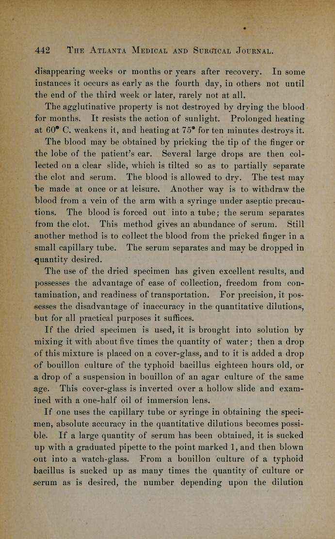 The Serum Diagnosis of Typhoid Fever.