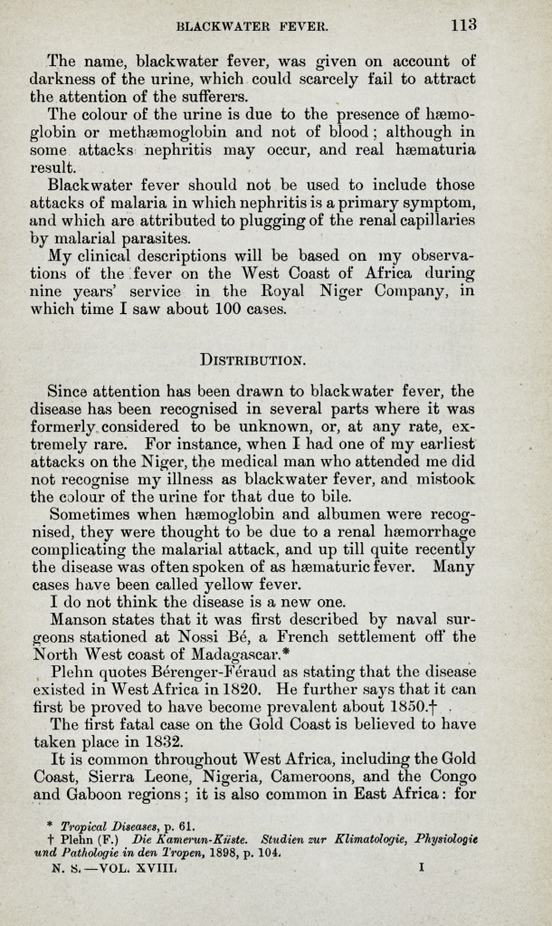 Blackwater Fever.