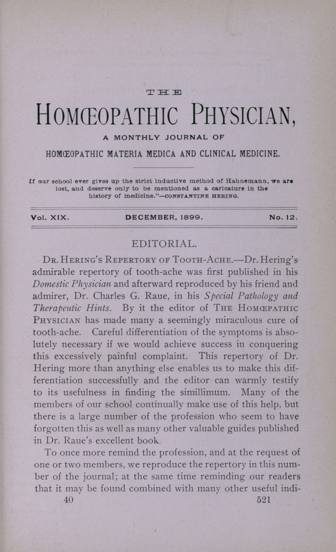 Dr. Hering's Repertory of Tooth-Ache.