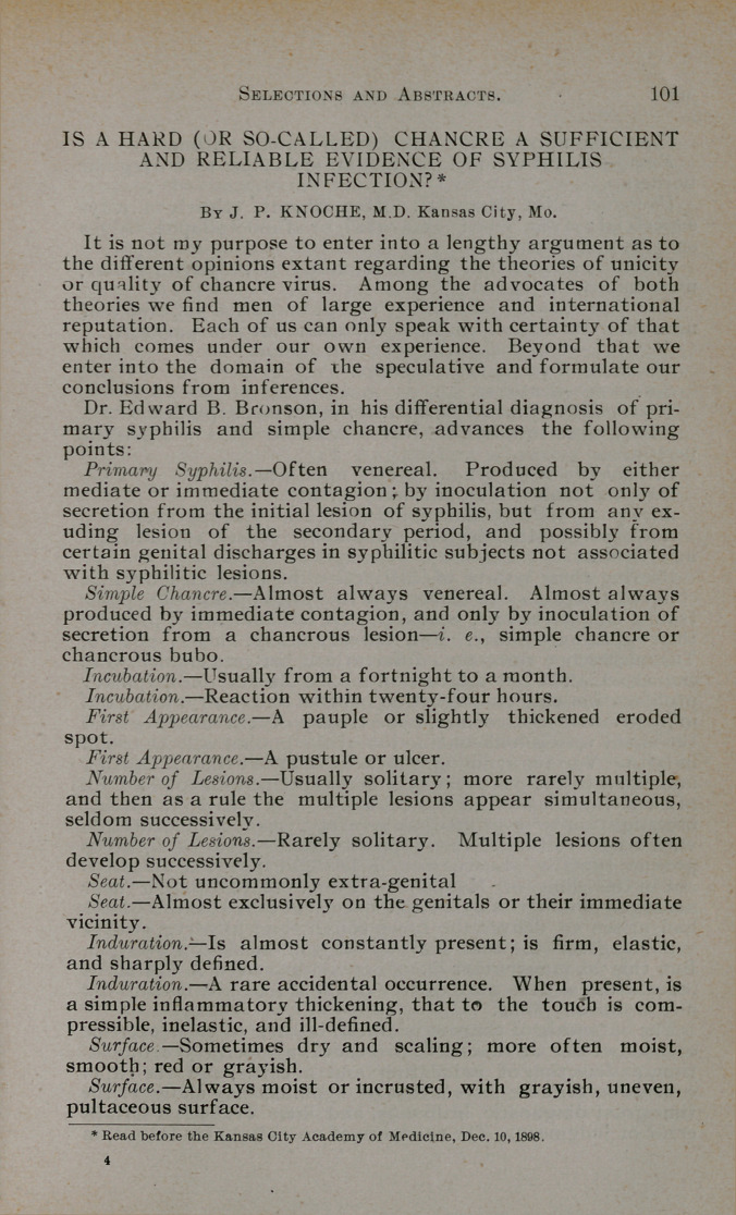 Is a Hard (Or So-Called) Chancre a Sufficient and Reliable Evidence of Syphilis Infection?