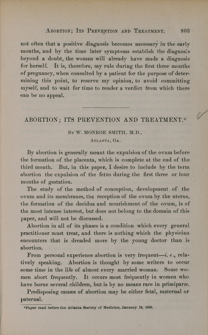 Abortion; Its Prevention and Treatment.