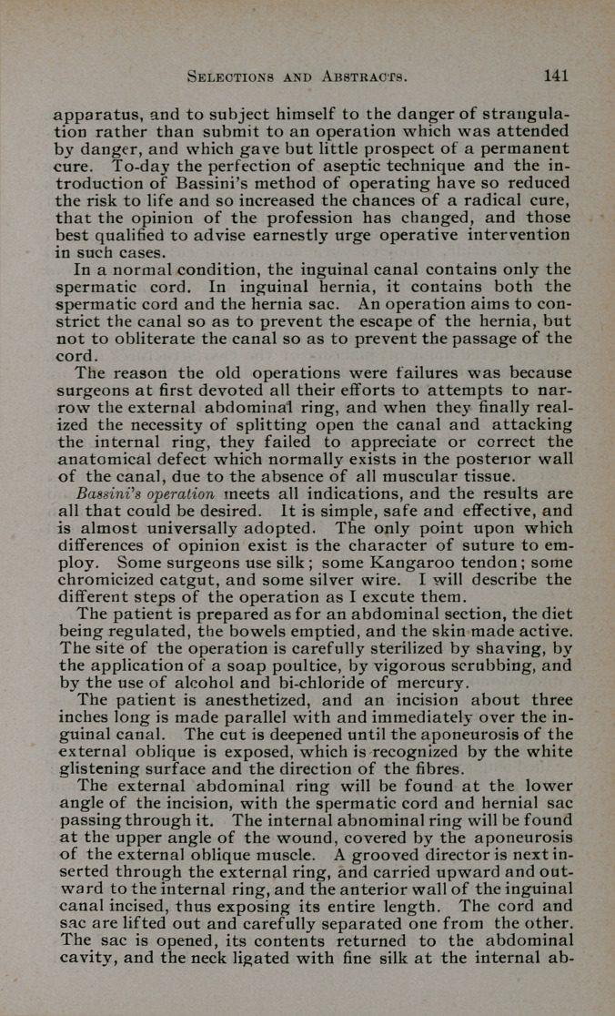 A Clinical Lecture: 1. Result of Grafting White Skin on a Black Patient. 2. Bassinis's Operation for the Radical Cure of Inguinal Hernia. 3. External Perineal Urethrotomy for Stricture of the Urethra.