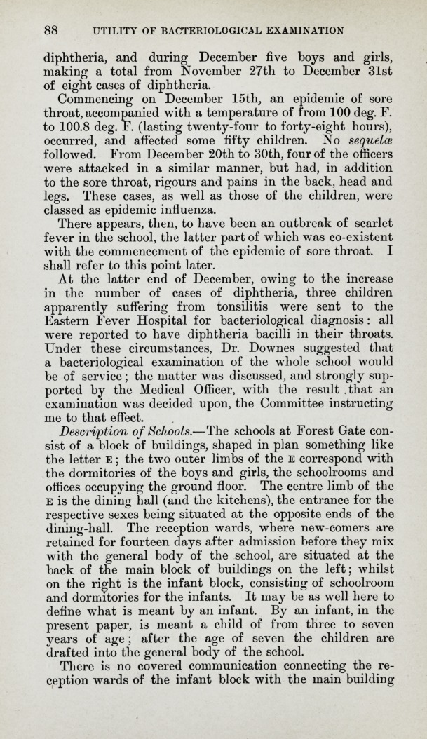 The Utility of Bacteriological Examination in a Diphtheria Epidemic in a School; with Special Reference to the Diphtheria in the Poplar Union Schools at Forest Gate, in 1898-1899.
