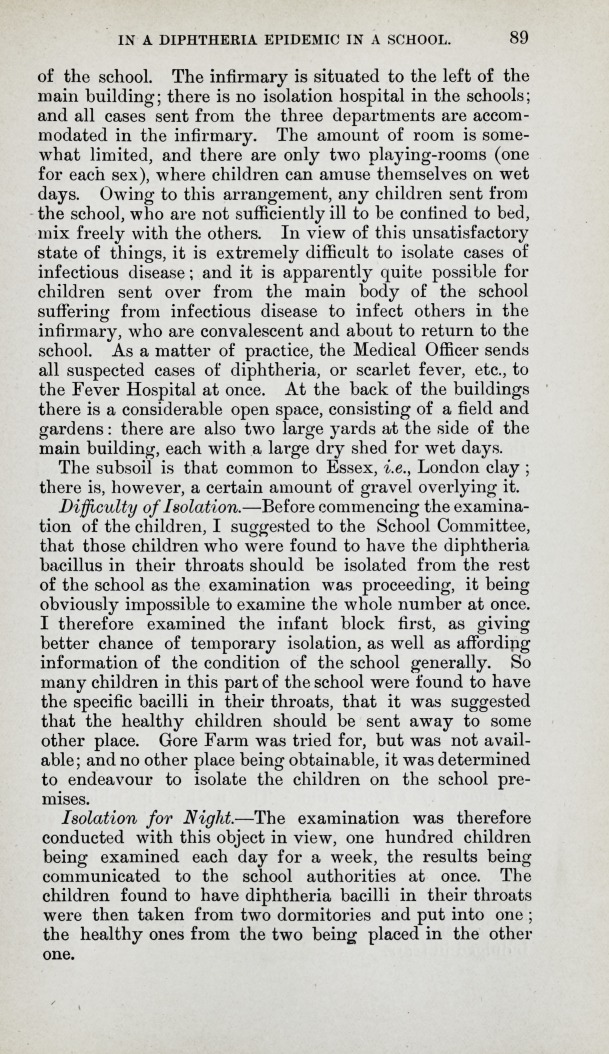 The Utility of Bacteriological Examination in a Diphtheria Epidemic in a School; with Special Reference to the Diphtheria in the Poplar Union Schools at Forest Gate, in 1898-1899.