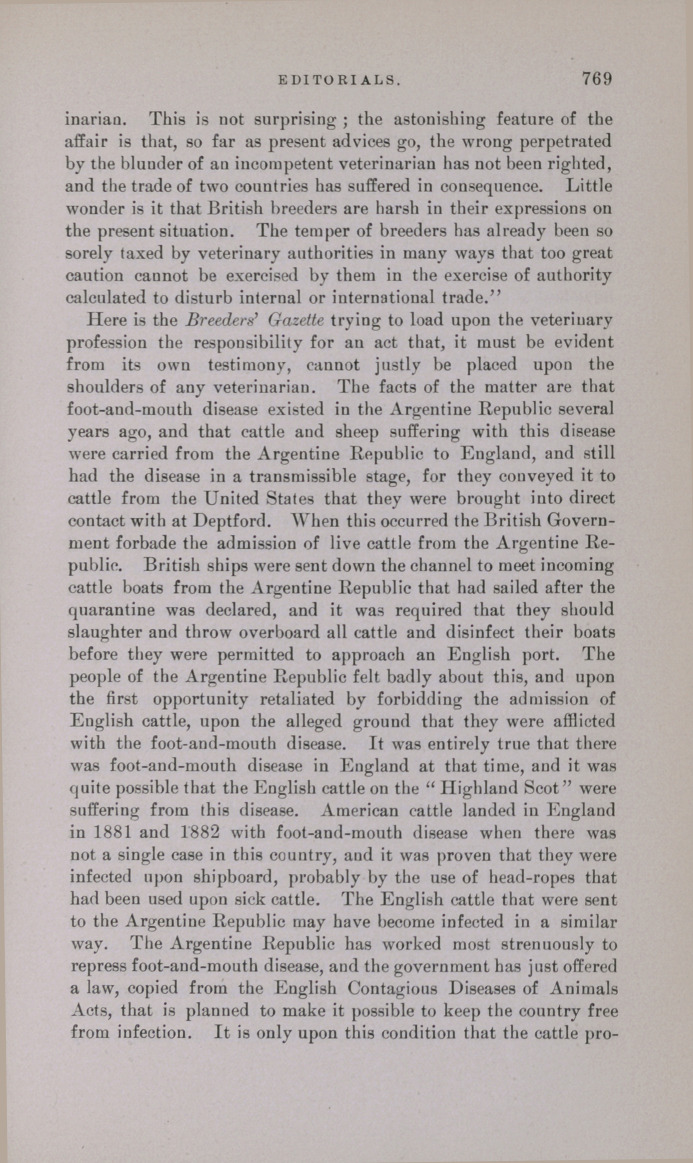 Anent "the Breeders' Gazette's" Attitude toward the Veterinary Profession.