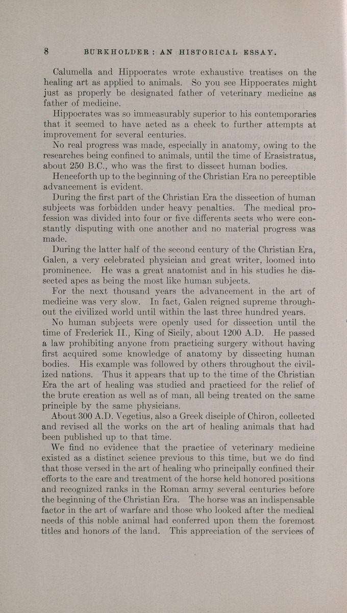 A Historical Essay on the Relation of Veterinary Medicine to the Medical Profession.