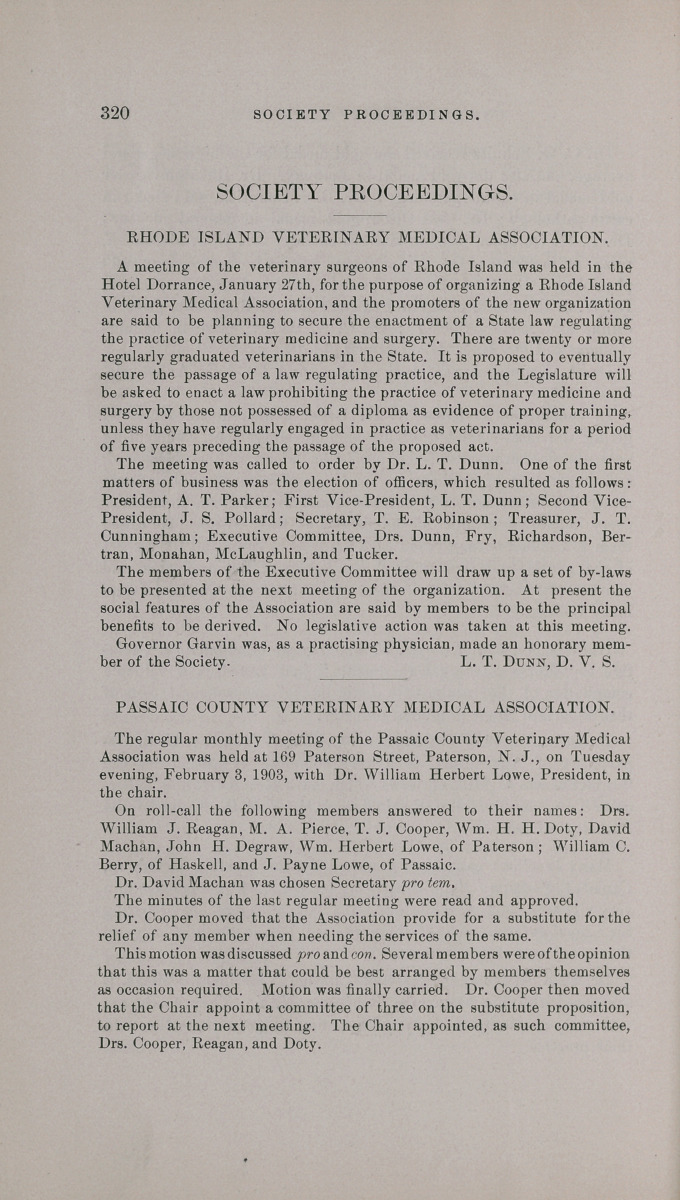Society Proceedings.