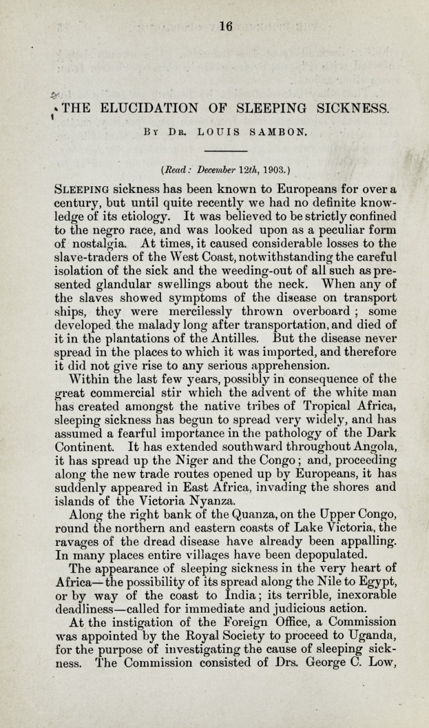 The Elucidation of Sleeping Sickness.