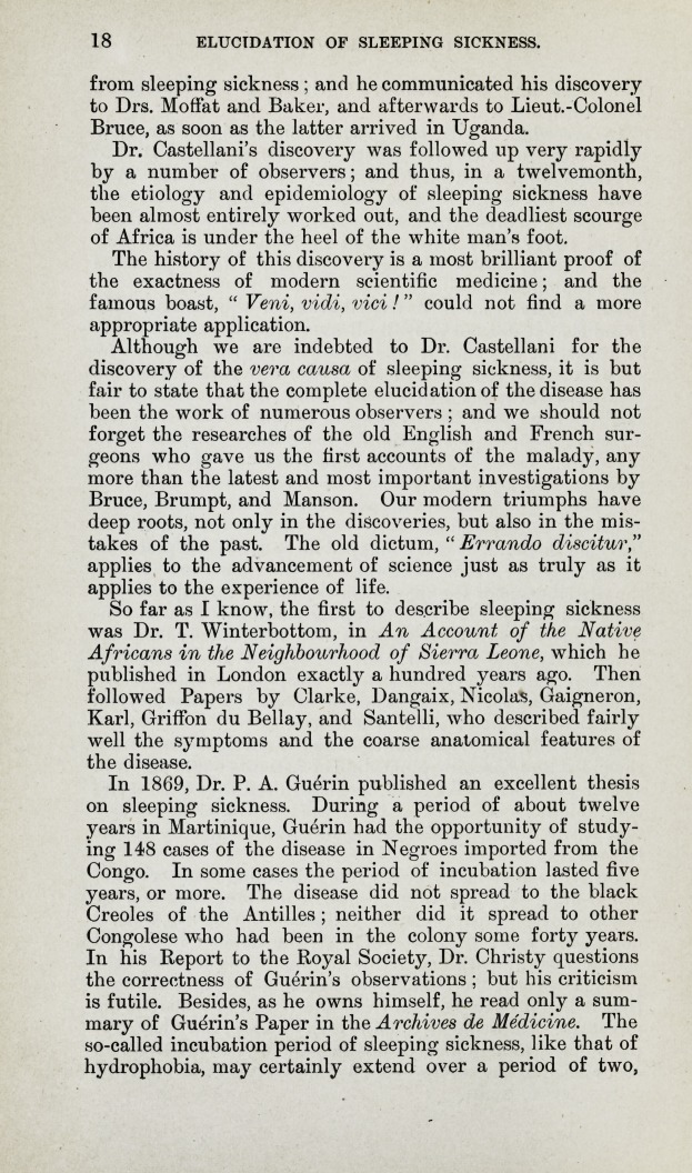 The Elucidation of Sleeping Sickness.