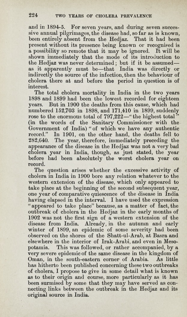 Five Years of Cholera Prevalence in the Turkish Empire.