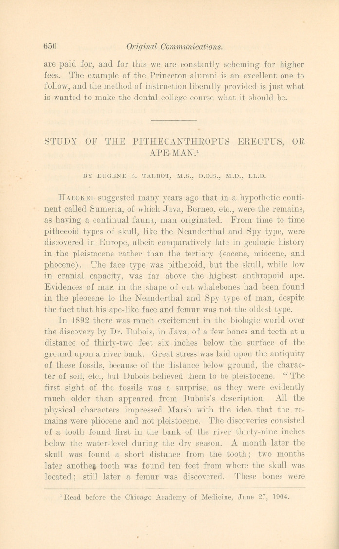 Study of the Pithecanthropus Erectus, or Ape-Man.