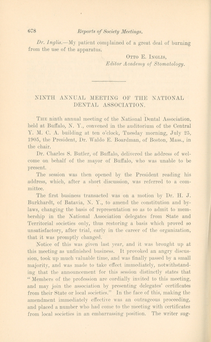 Ninth Annual Meeting of the National Dental Association.