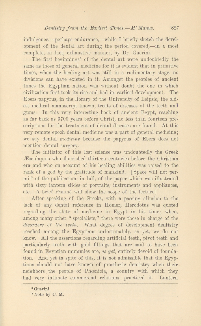 On the History of Dentistry from the Earliest Times to the Founding of the Profession by Hayden and Harris; with Special Reference to the Immediate Publication of Such a Work in English.