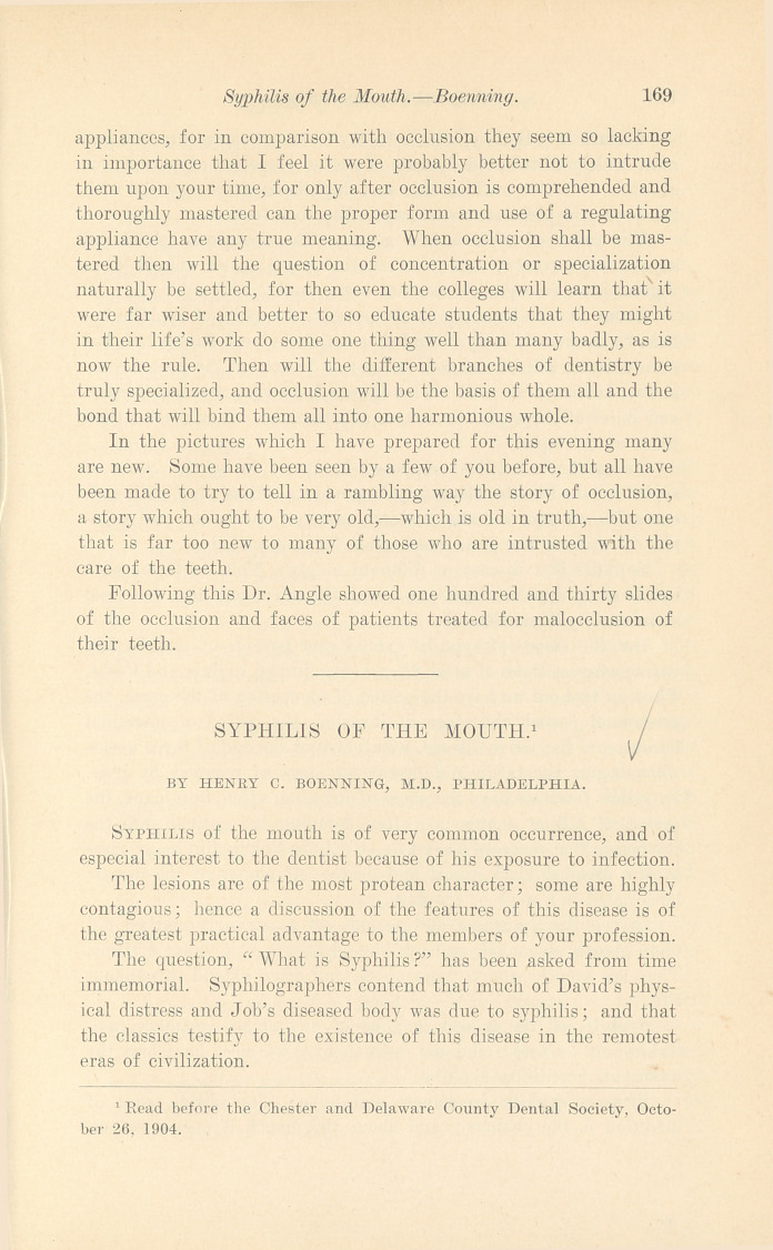 Syphilis of the Mouth.