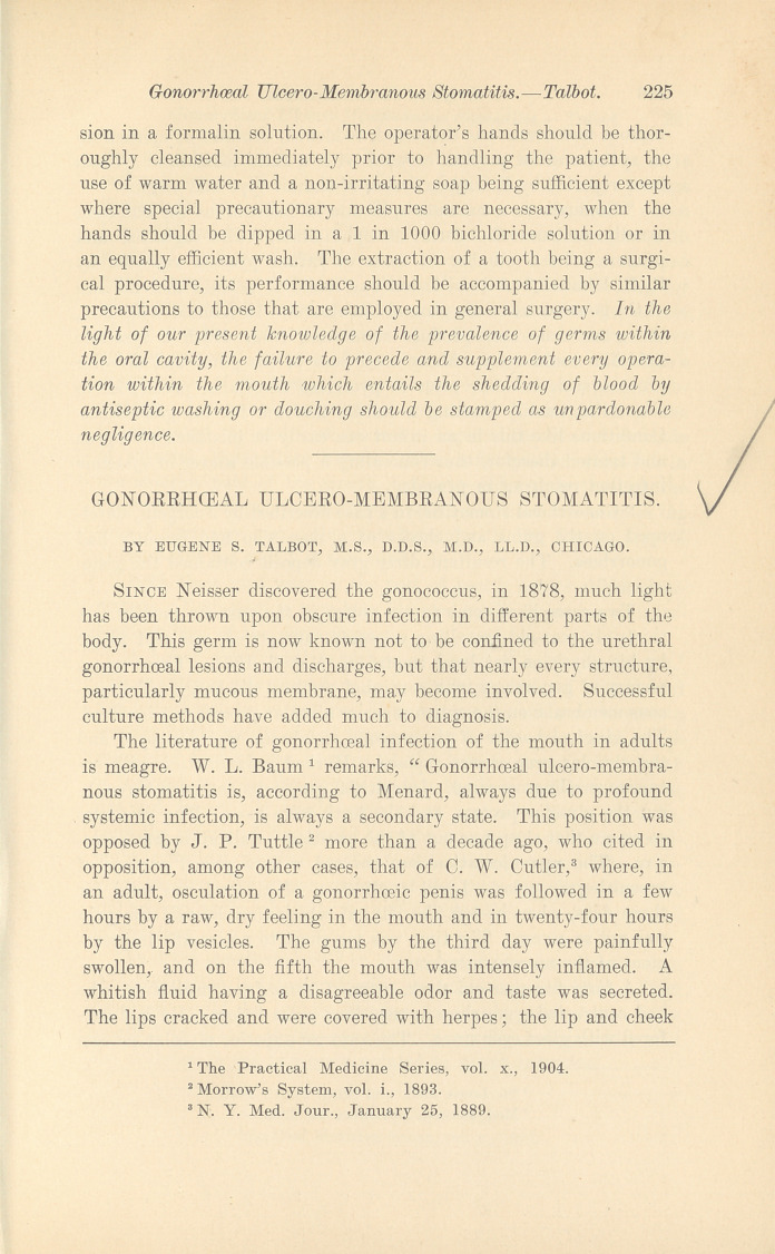 Gonorrhœal Ulcero-Membranous Stomatitis.