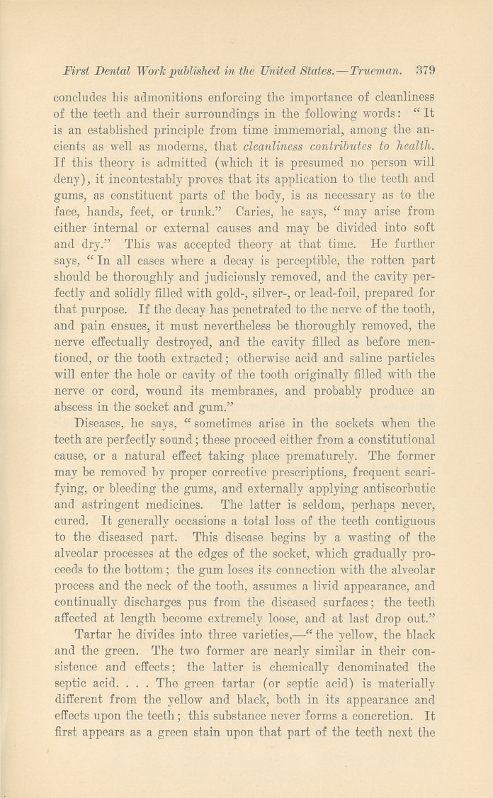 The First Dental Work Published in the United States.