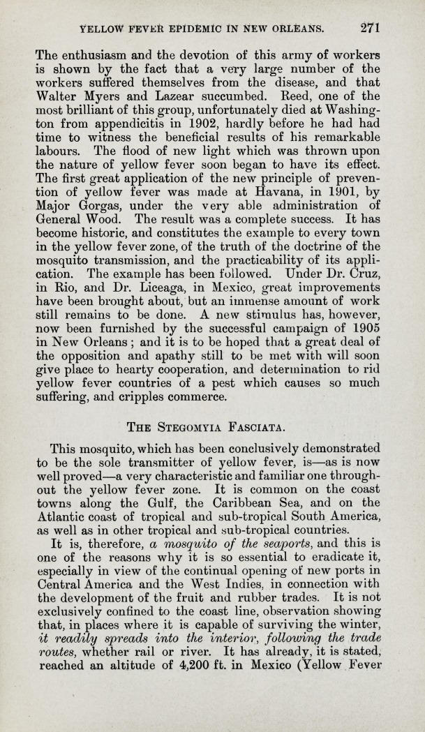 The Yellow Fever Epidemic in New Orleans in 1905.