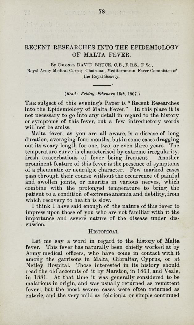 Recent Researches into the Epidemiology of Malta Fever.