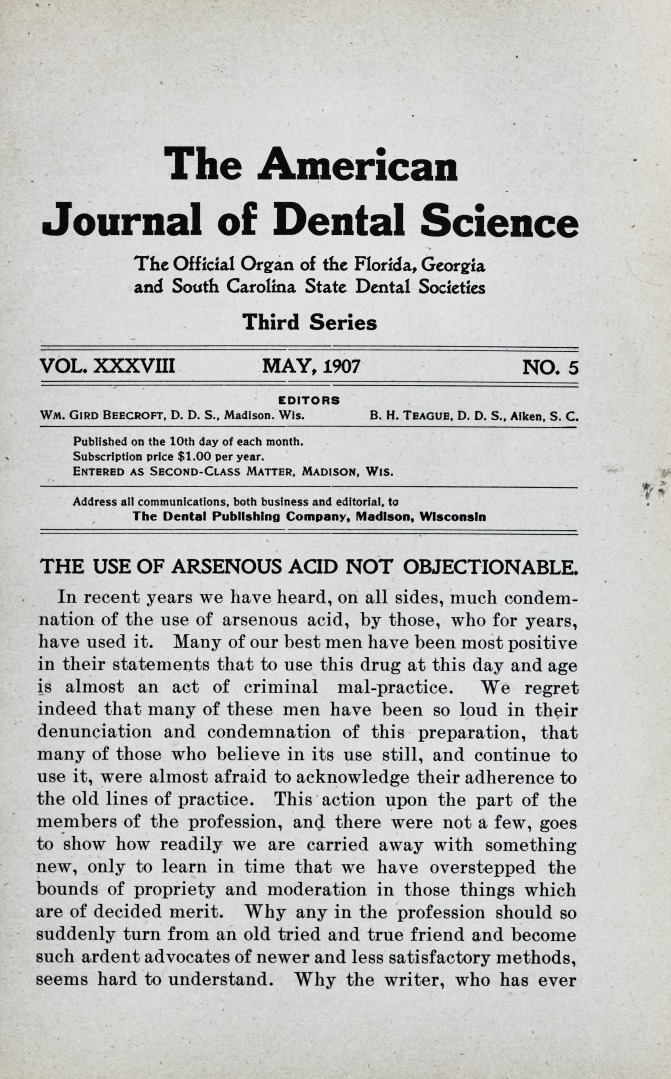 The Use of Arsenous Acid Not Objectionable.