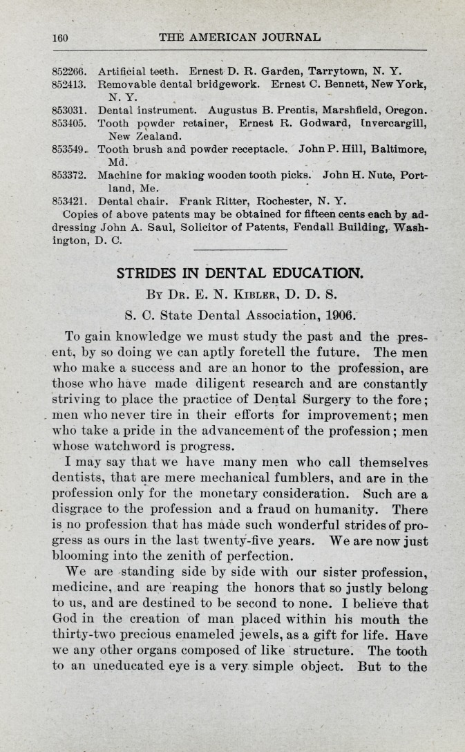 Recent Patents of Interest to Dentists.