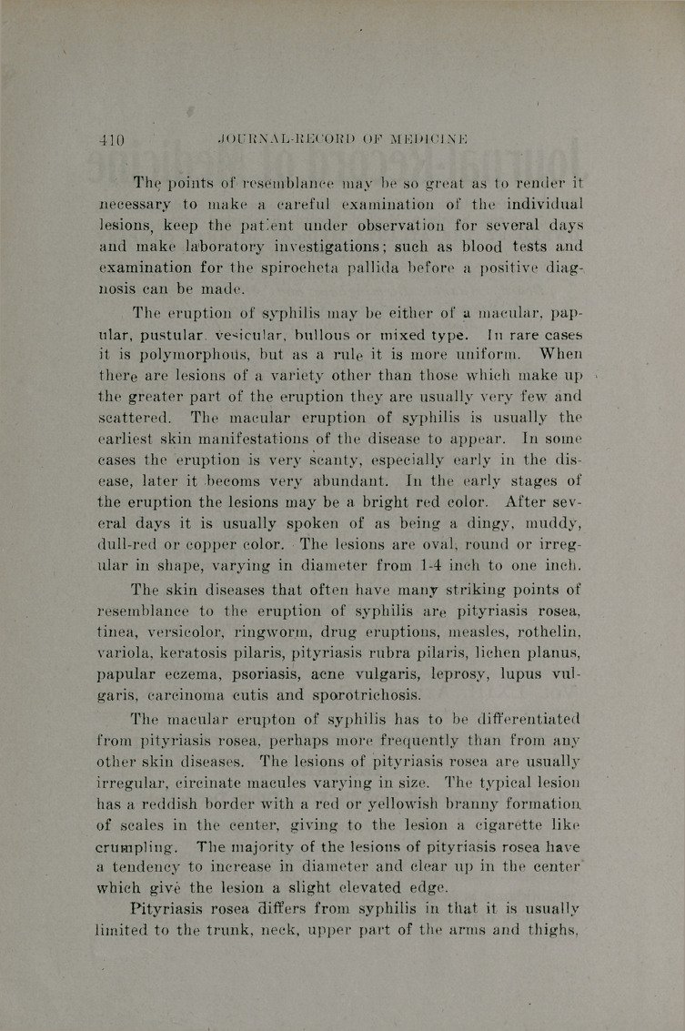 A Few Points in the Differential Diagnosis of the Skin: Manifestations of Syphilis from Other Dermatoses.