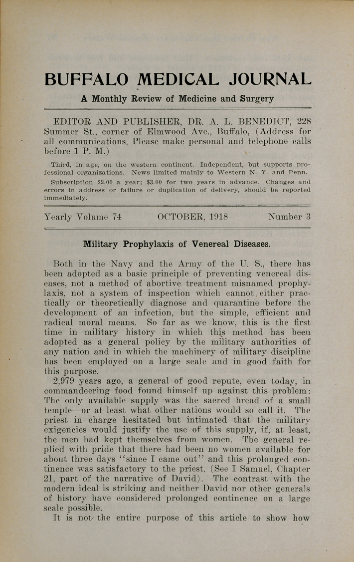 Military Prophylaxis of Venereal Diseases.