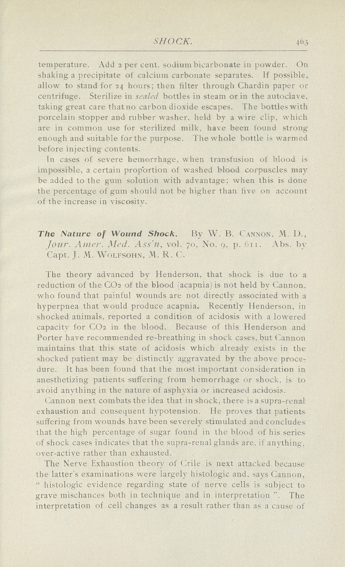 The Nature of Wound Shock.