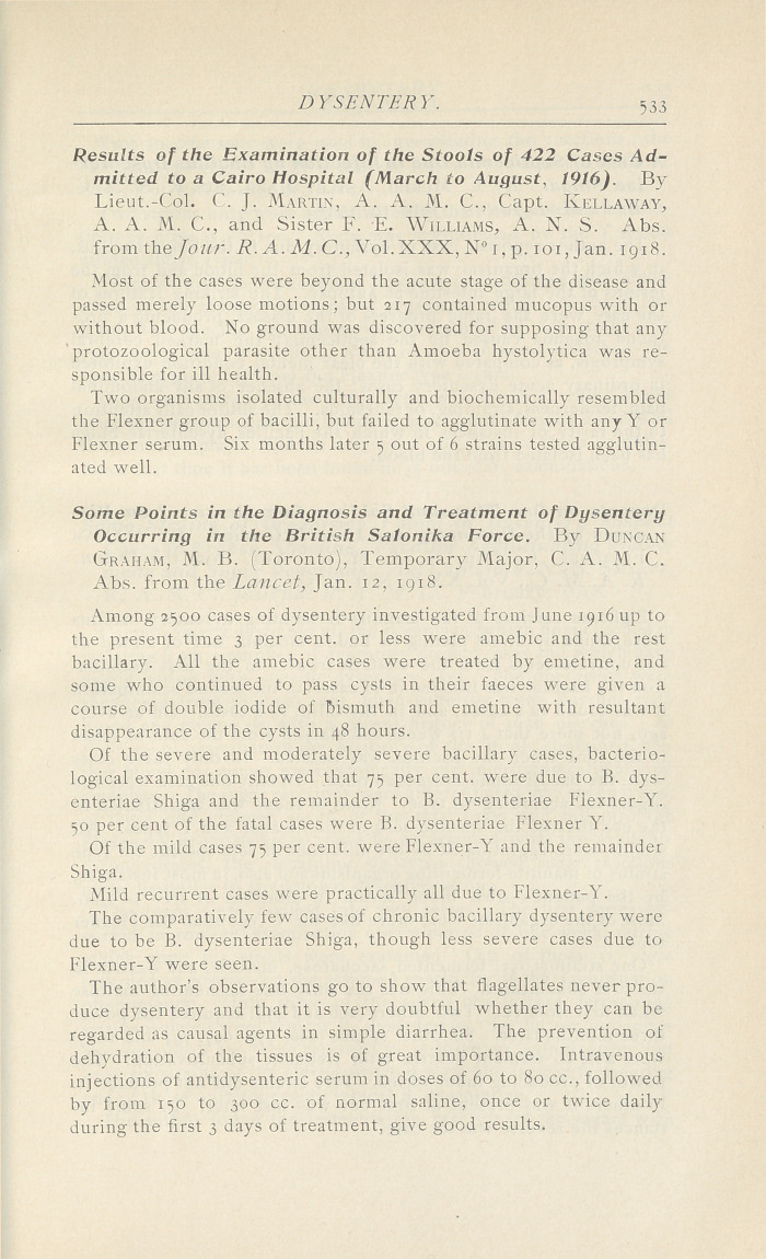 Some Points in the Diagnosis and Treatment of Dysentery Occurring in the British Salonika Force.