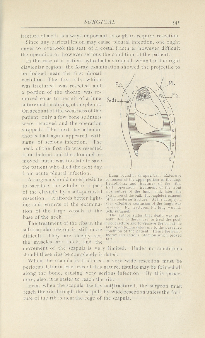 Wounds of the Pleura and of the Lung by Projectiles.