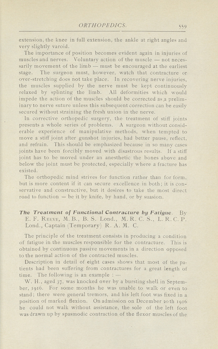 The Treatment of Functional Contracture by Fatigue.