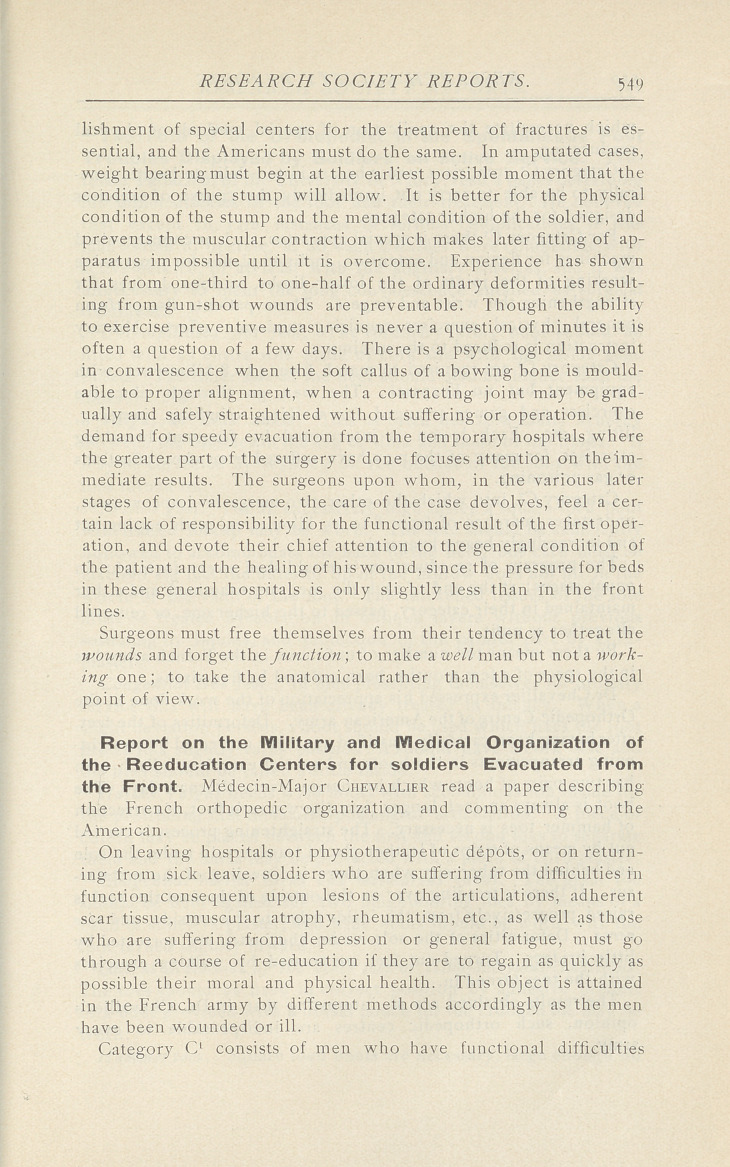 The Development of Military Orthopedie Surgery under Colonel Sir Robert Jones.