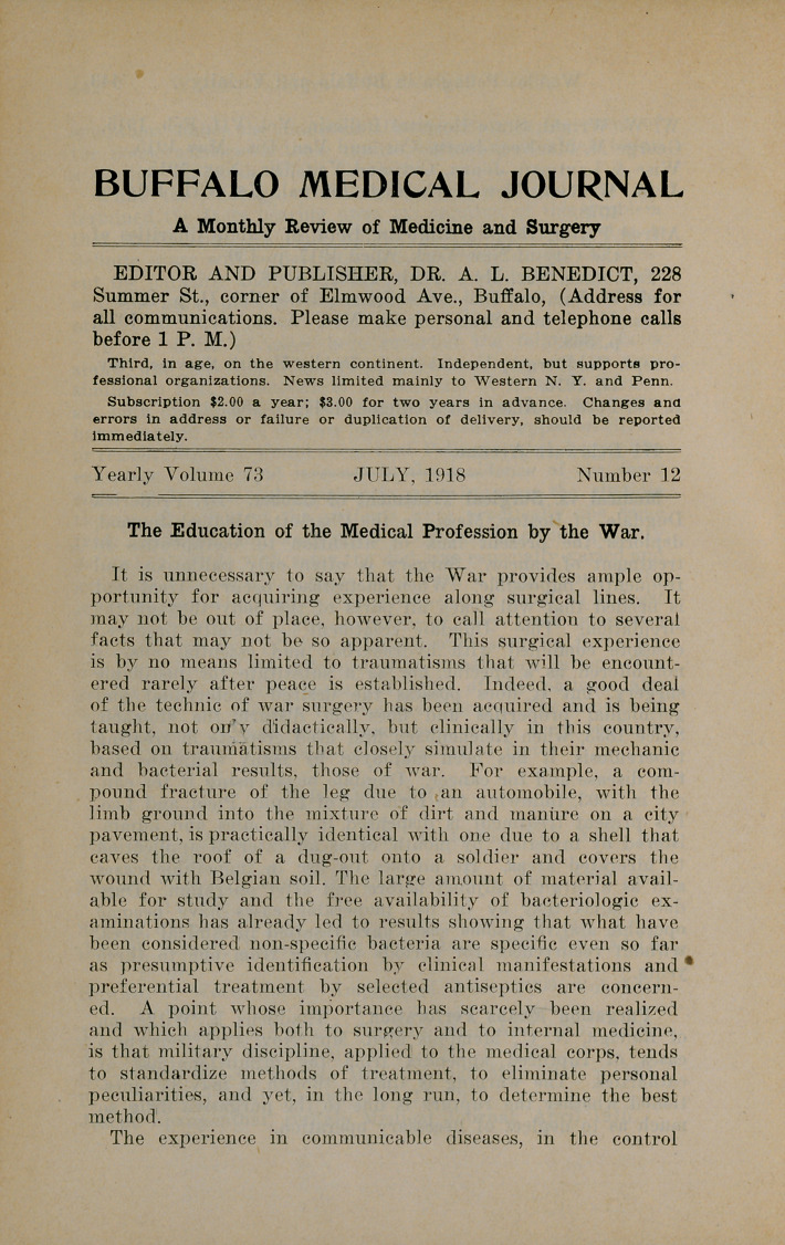 The Education of the Medical Profession by the War.