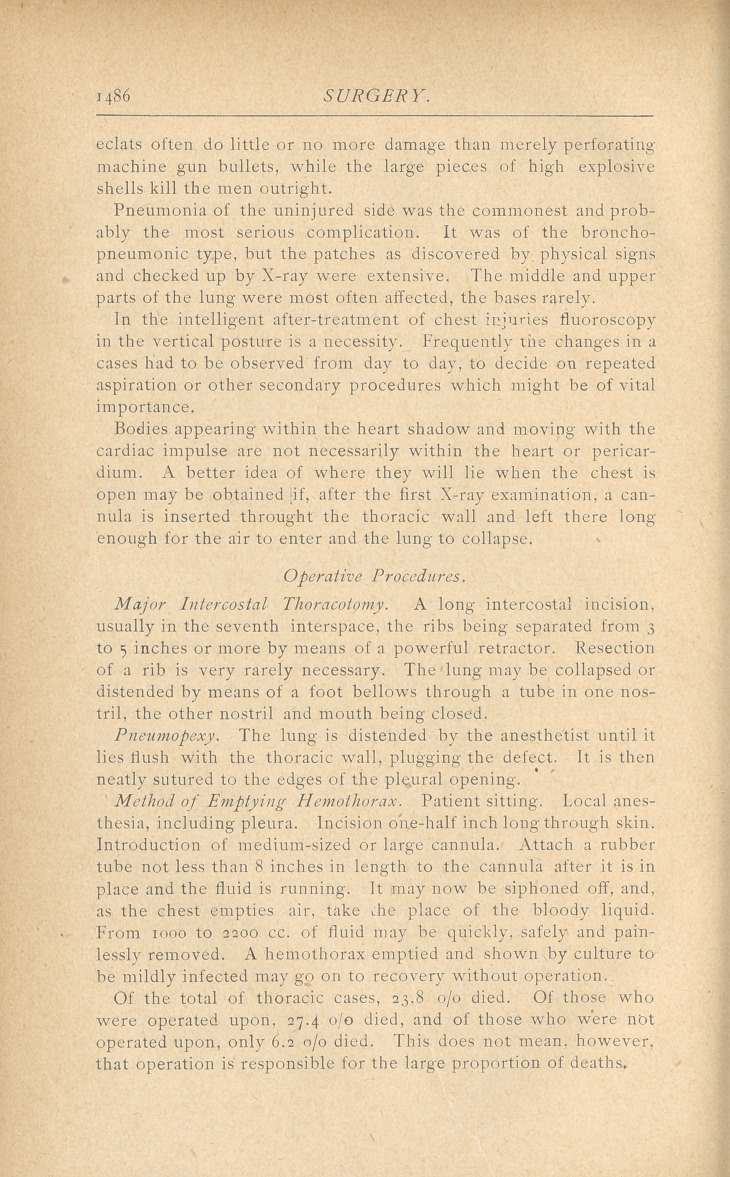 Report of Thoracic Injuries Treated by Surgical Team No. 39 at Evacuation Hospital No. 8, from Sept. 1918 to Oct. 1918.