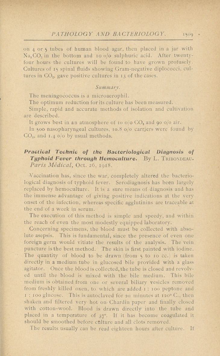 Practical Technic of the Bacteriological Diagnosis of Typhoid Fever through Hemoculture.